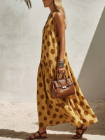 Women's Retro Polka Dot Art Casual Comfortable Cotton Linen Dress