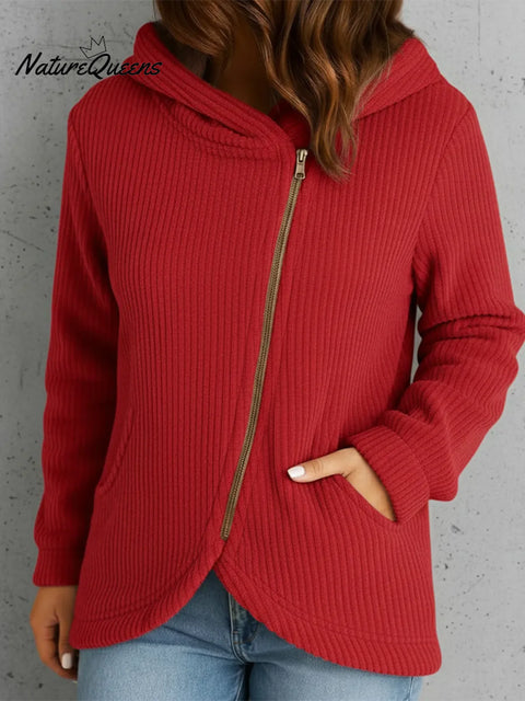 Cozy Corduroy Zip-up Hooded Jacket