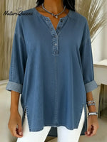 Women's Casual Washed Denim Cotton Top