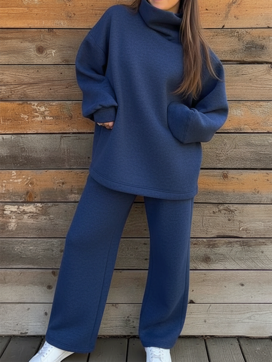 Cozy Sweatshirt And Wide-leg Pants Two-piece Set
