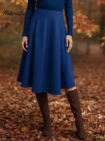 Women's Solid Color High-waisted Casual Loose A-line Skirt