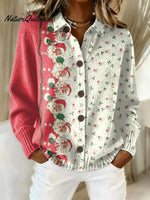 Women's Vintage ChristmasArt Print Casual Sweater