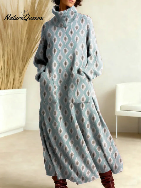 Women's Geometry Pattern Art Print Casual Cotton Knitted Dress