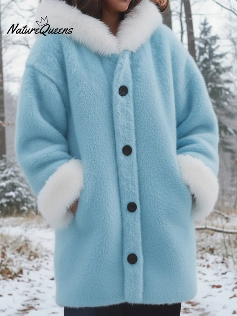 Cozy Fur-trimmed Mink Fleece Button-down Coat
