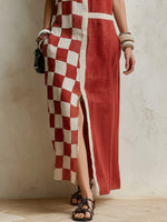 Color-block Checkerboard Patchwork Short-sleeve Shirt Dress With Stand Collar And Button-front