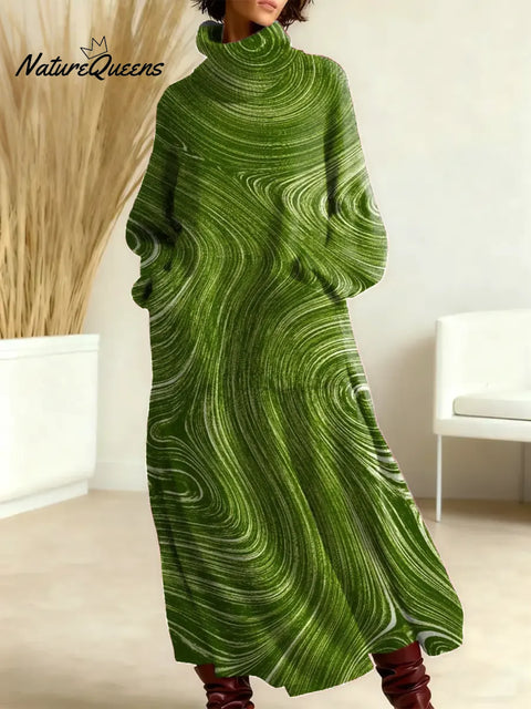 Women's Abstract Pattern Art Print Casual Cotton Knitted Dress