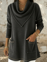 Retro Triangular Collar Pocket Denim Cotton Top