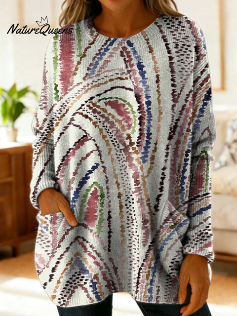 Women's Lovely Floral Flowers Pattern Art Print Casual Cotton Knitted Sweater