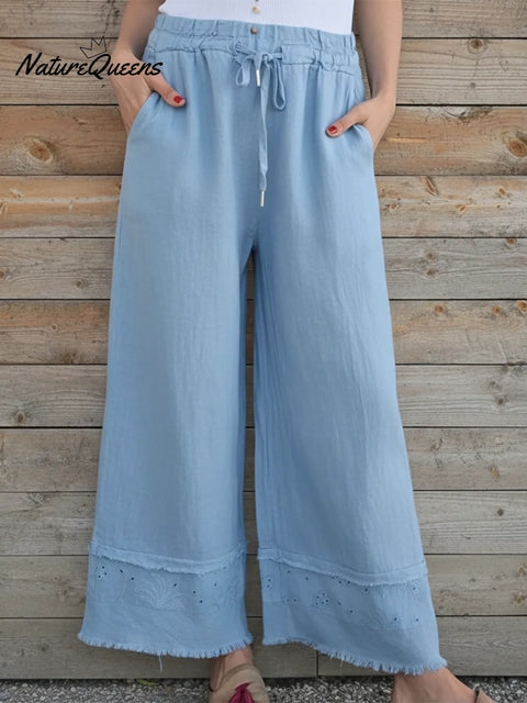 Casual Cozy Lace Patchwork Linen Trousers