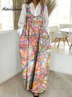 Women's Abstract Pattern Art Print Casual Cotton Denim Dress