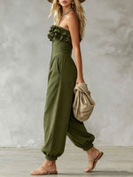 Women's Off-the-shoulder Ruffled Strapless Sleeveless Jumpsuit