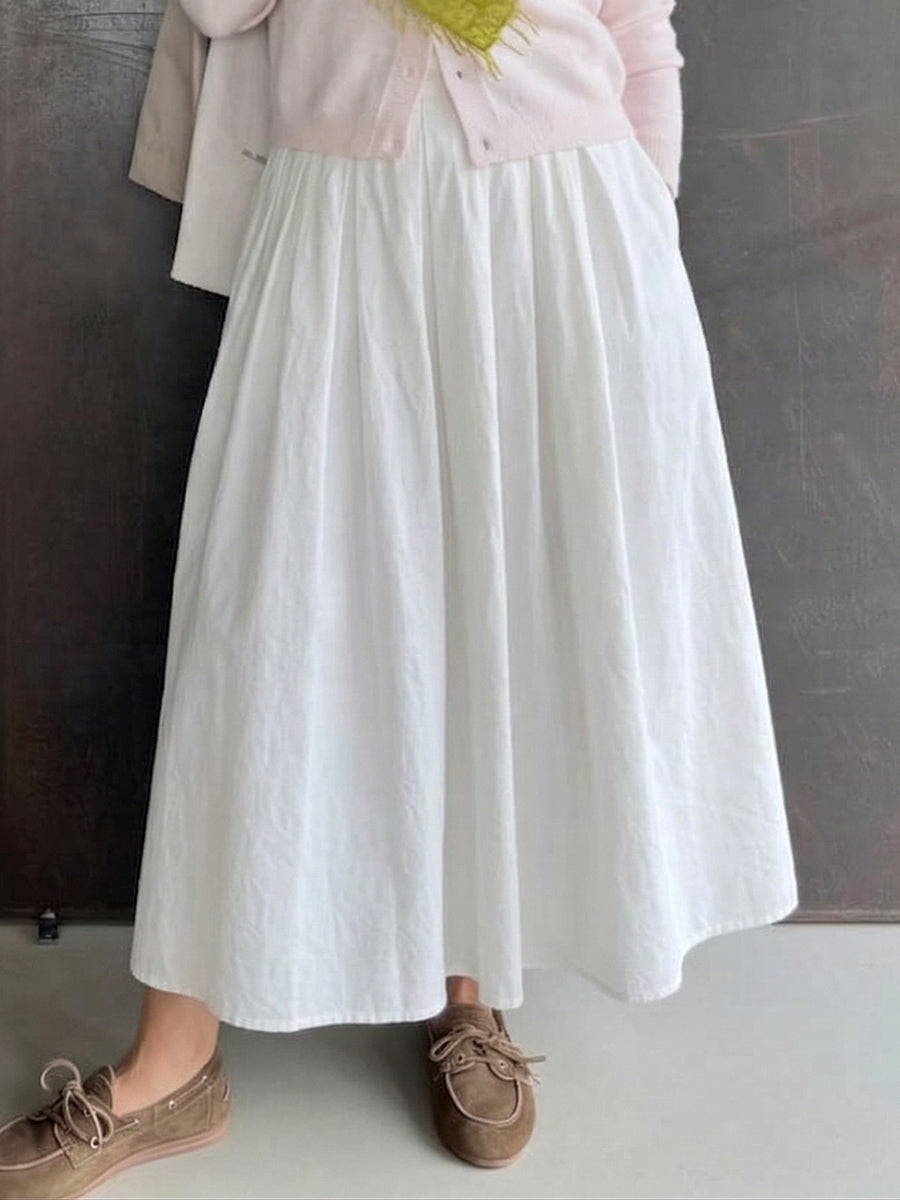 Cozy Loose-Fit Cotton-Linen Skirt