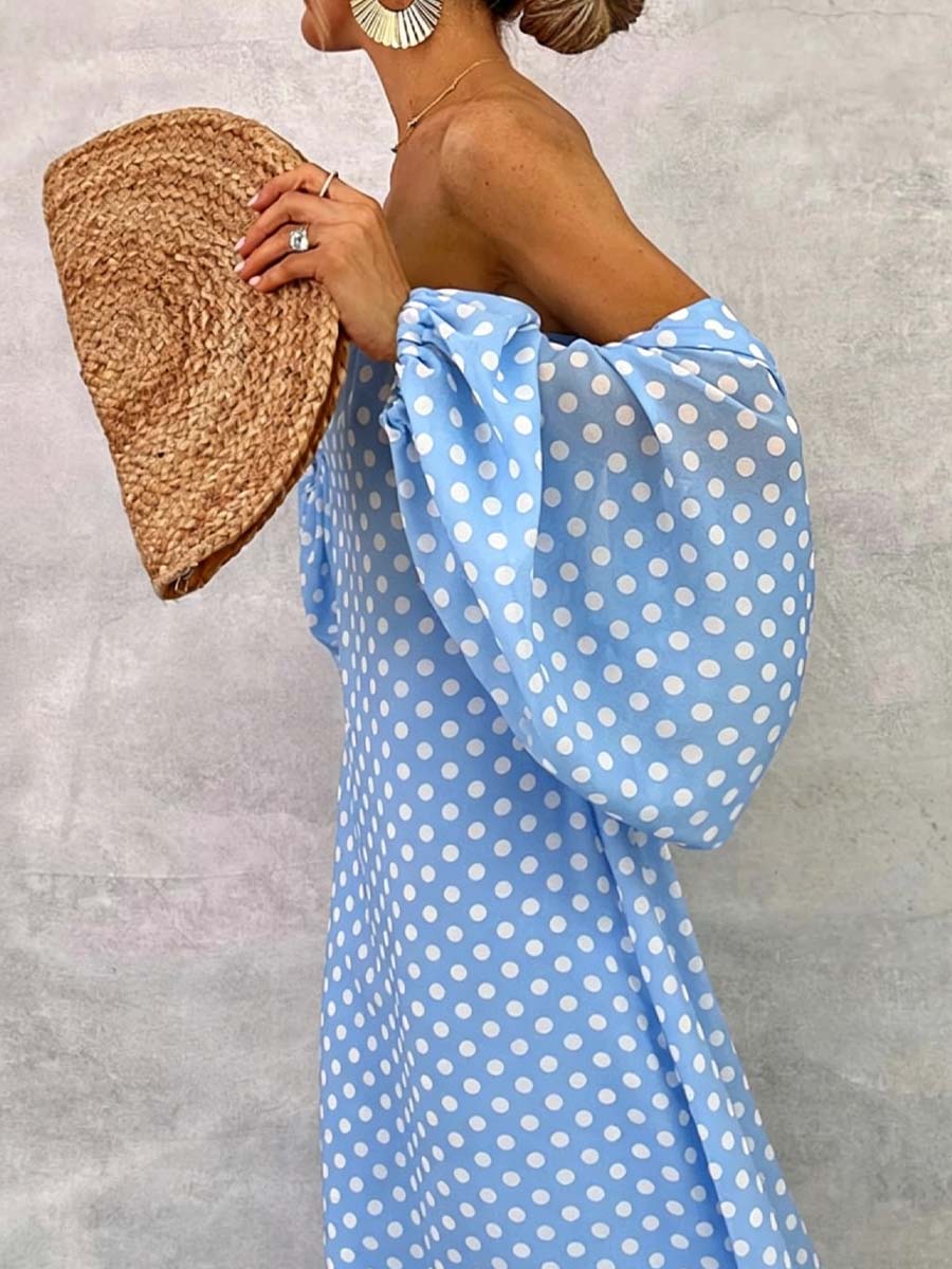 Women's Polka Dot Art Casual Comfortable Dress And Shawl