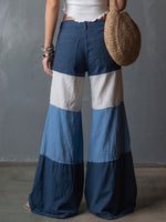 Women's High-waisted Loose-fit Color-block Wide-leg Pants