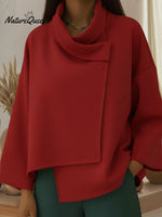 Elegant Cowl Collar Irregular Hem Jacket Cardigan