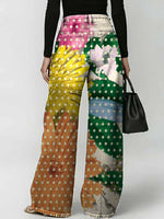 Women's Floral Art Print Casual Stylish Hollow Denim Pants