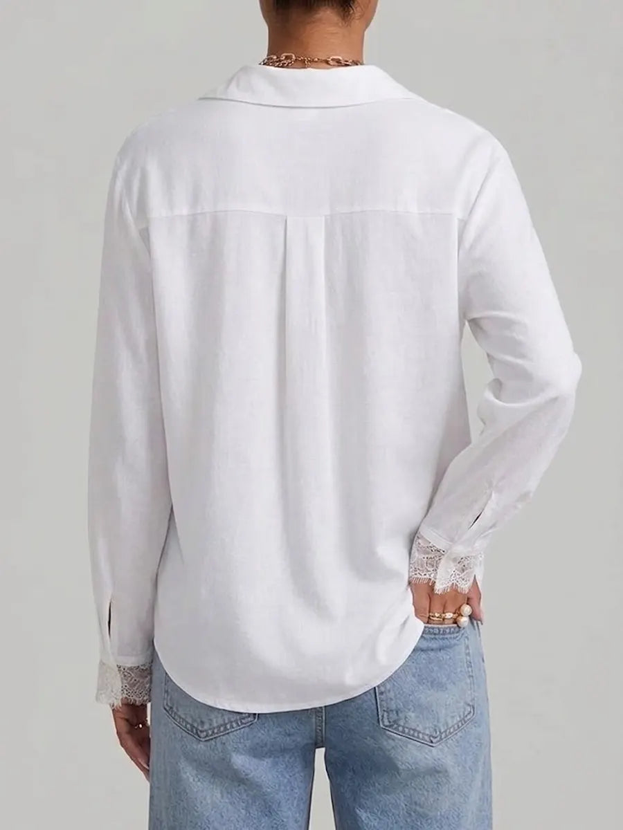 Simple Lace-trimmed Shirt