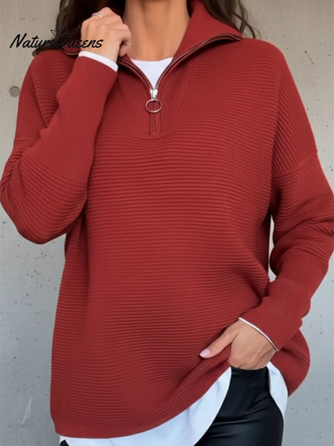 Women's Cozy Zipper Collar Sweater Pullover