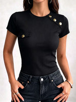 Women's Crew Neck Short-sleeve Casual Loose-fit Cotton Top
