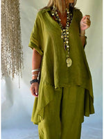 Casual Linen And Cotton Shirt With A Shorter Front And Longer Back