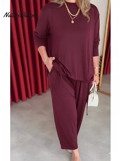 Women's Comfortable Loose-fitting Top And Pants Two-piece Set