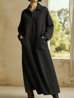 Casual Polo-neck Denim Dress