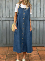 Women's Casual Washed Denim Vest Dress