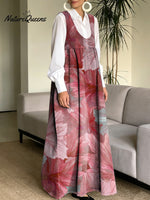 Elegant Floral Decorative Patterns Women's Casual Square Collar No Sleeve Dress