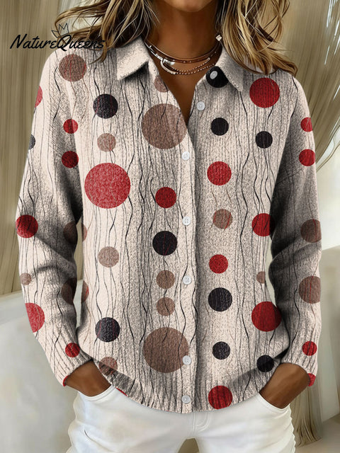 Women's Retro Geometric Abstract Stripe Pattern Art Print Cowl Neck Sweater