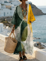 Women's Geometric Pattern Art Print Casual Cotton Dress