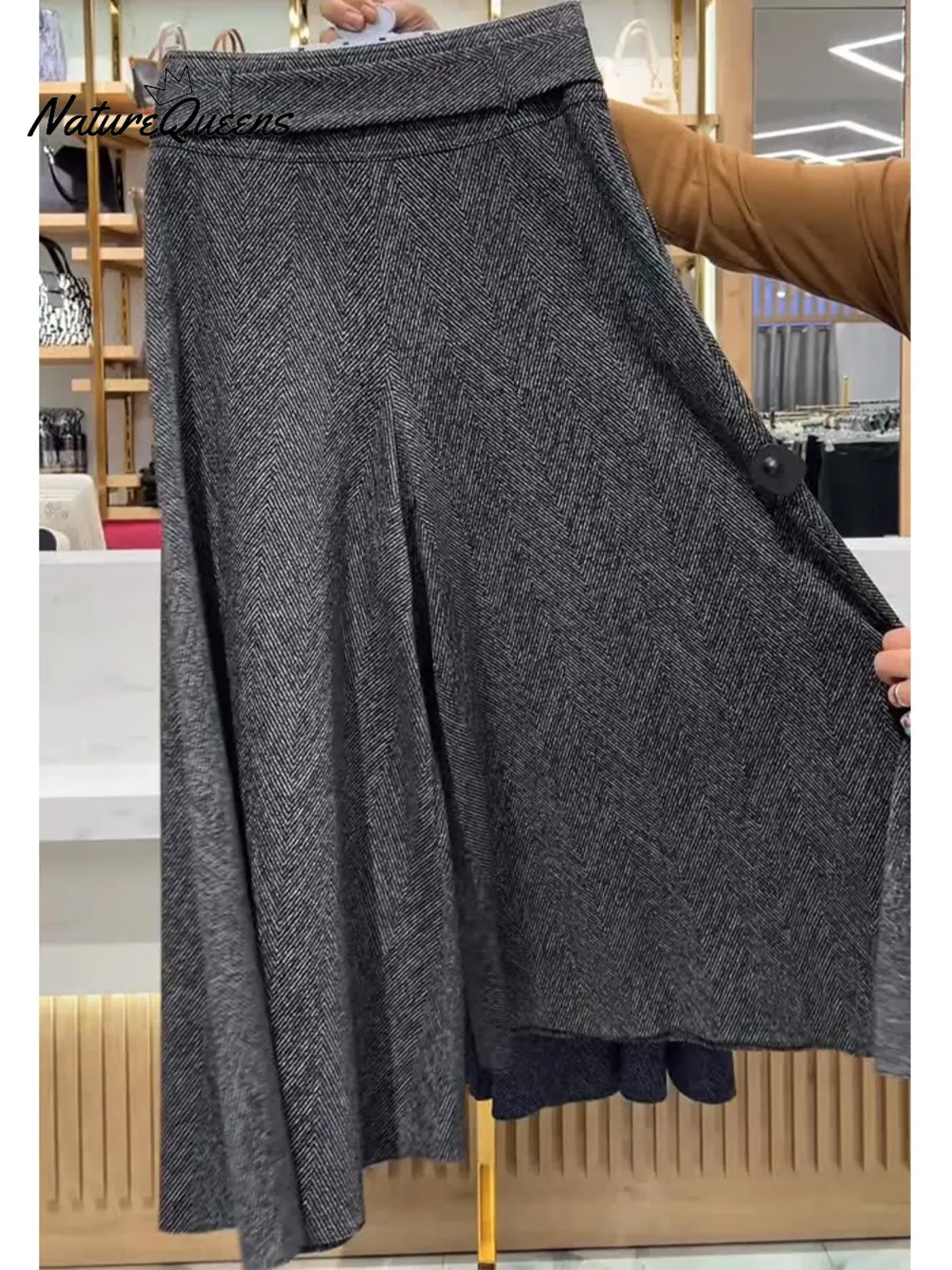 Women's Cozy Patterned Wide-leg Trousers With Tie Waist