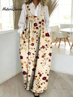 Women's Floral Pattern Art Print Casual Cotton Denim Dress