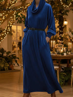 Women's Retro Cowl Collar Velvet Loose Dress