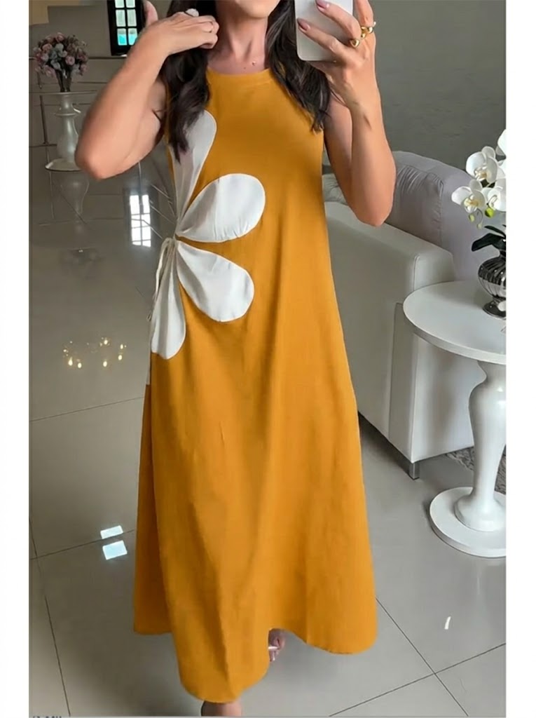 Fashionable Patchwork Sleeveless Cotton Dress