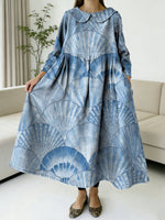 Women's Marine Shell Decorative Patterns Casual Peter Pan Collar Denim Jeans Dress