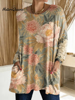 Women's Floral Pattern Art Print Casual Cotton T-shirt