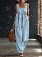 Casual Linen And Cotton Sleeveless Jumpsuit
