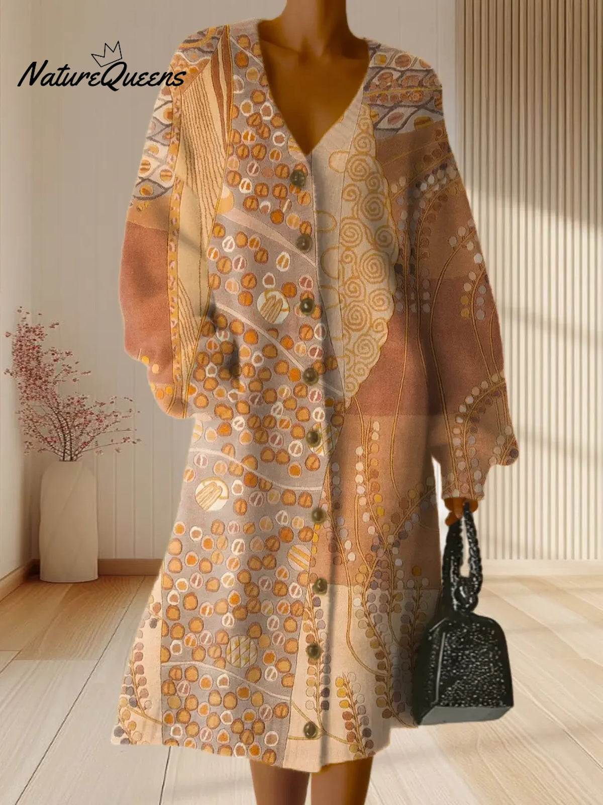 Women's Vintage Pattern Art Print Casual Cotton Dress