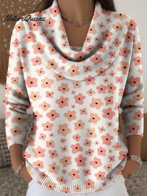 Small flower decorative pattern Swing Collar Sweater
