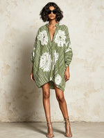 Loose-fit Casual Striped Linen And Cotton Dress