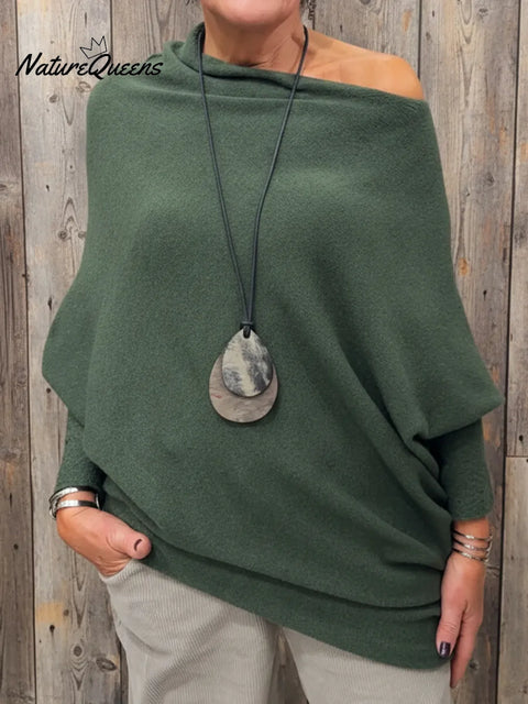 Cozy Irregular Batwing Sleeve Sweater