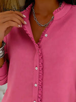 Retro Casual Lace Collar Button Shirt