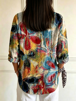 Women's Casual Long-sleeve Shirt With Abstract Floral Print