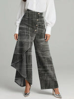 Women's Vintage Pattern Art Print Casual Cotton Denim Pants