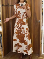 Women's Tropical Plant Print Sleeveless Vacation Dress