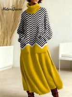 Women's Abstract Pattern Art Print Casual Cotton Knitted Dress