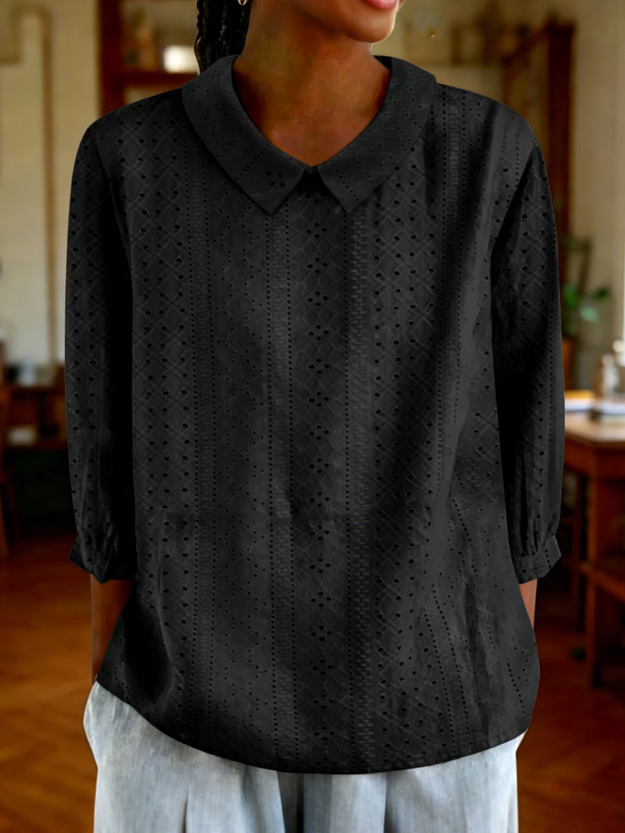 Women's Collared Three-quarter Sleeve Top