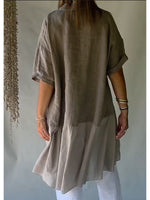 Casual Linen And Cotton Shirt With A Shorter Front And Longer Back
