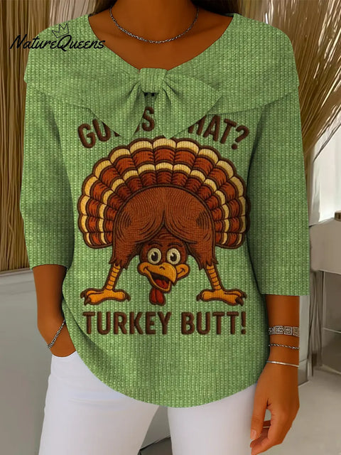 Thanksgiving Fun Chick Art Print Buttoned Cardigan Sweater