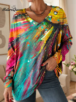 Women's Lovely Floral Flowers Pattern Art Print V-neck Casual Cotton T-shirt